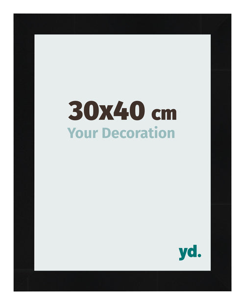 Cadre Photo 30x40cm Noir Argent Poli MDF Pisa De Face Mesure | Yourdecoration.fr