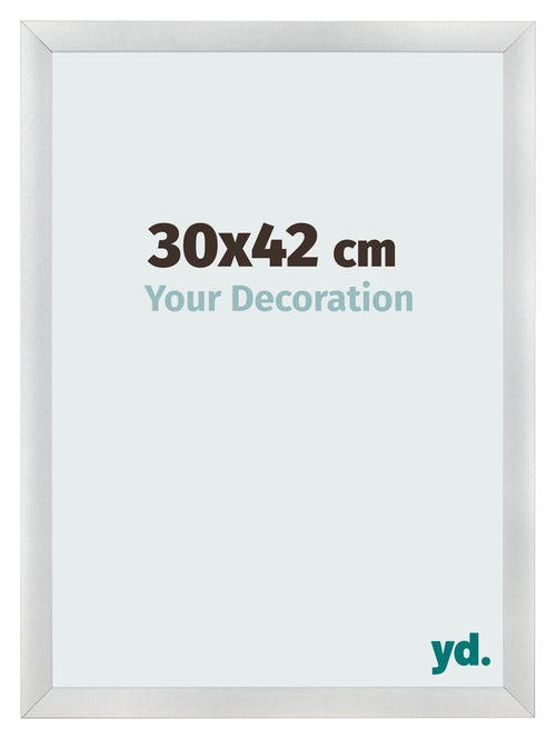 Cadre Photo 30x42cm Argent Noir Patine MDF Pisa De Face Mesure | Yourdecoration.fr