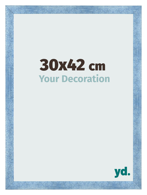 Cadre Photo 30x42cm Bleu Brillant Patine MDF Pisa De Face Mesure | Yourdecoration.fr