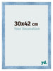 Cadre Photo 30x42cm Bleu Brillant Patine MDF Pisa De Face Mesure | Yourdecoration.fr