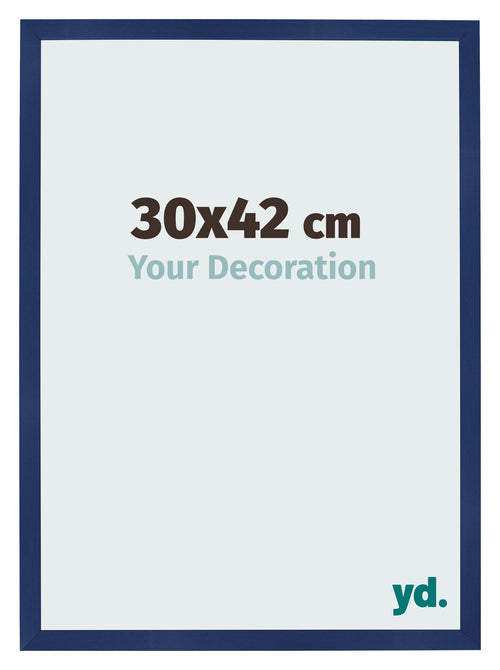 Cadre Photo 30x42cm Bleu Foncé Patiné MDF Bologna De Face Mesure | Yourdecoration.fr