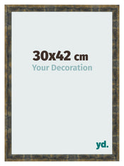 Cadre Photo 30x42cm Bleu Or Melange MDF Pisa De Face Mesure | Yourdecoration.fr
