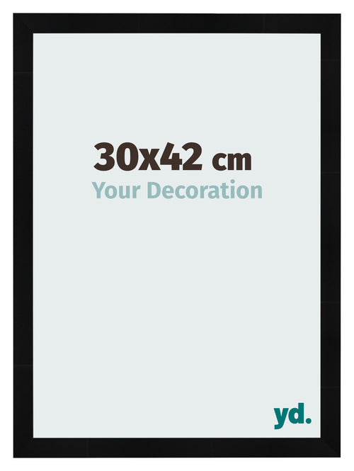 Cadre Photo 30x42cm Noir Argent Poli MDF Pisa De Face Mesure | Yourdecoration.fr
