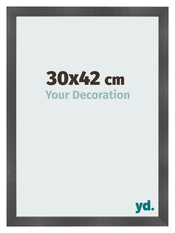 Cadre Photo 30x42cm Noir Argent Poli MDF Pisa De Face Mesure | Yourdecoration.fr