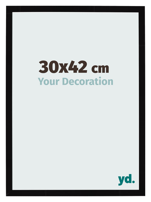 Cadre Photo 30x42cm Noir Brillant MDF Bologna De Face Mesure | Yourdecoration.fr