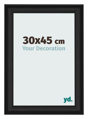 Cadre Photo 30x45cm Noir Grain de Bois MDF Lazio De Face Mesure | Yourdecoration.fr