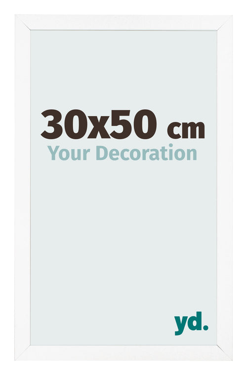 Cadre Photo 30x50 cm Blanc Mat MDF Bologna De Face Mesure | Yourdecoration.fr