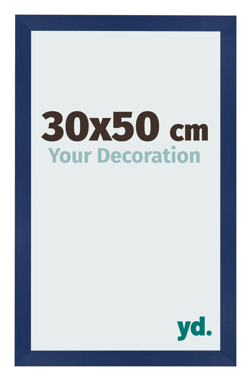 Cadre Photo 30x50cm Bleu Foncé Patiné MDF Bologna De Face Mesure | Yourdecoration.fr