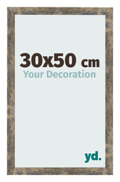 Cadre Photo 30x50cm Bleu Or Mélangé MDF Bologna De Face Mesure | Yourdecoration.fr