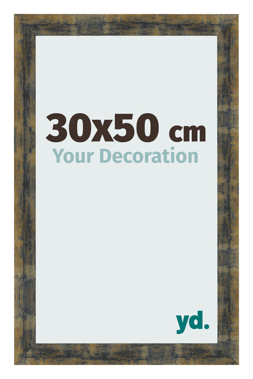Cadre Photo 30x50cm Bleu Or Melange MDF Pisa De Face Mesure | Yourdecoration.fr