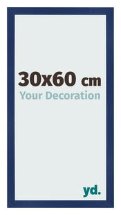 Cadre Photo 30x60cm Bleu Foncé Patiné MDF Bologna De Face Mesure | Yourdecoration.fr