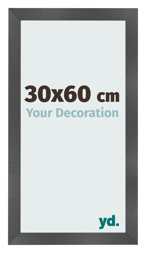 Cadre Photo 30x60cm Noir Argent Poli MDF Pisa De Face Mesure | Yourdecoration.fr