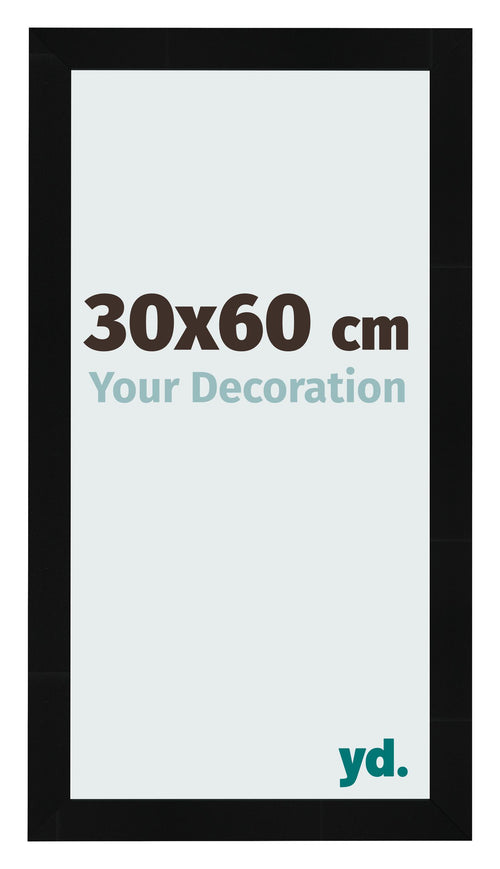 Cadre Photo 30x60cm Noir Argent Poli MDF Pisa De Face Mesure | Yourdecoration.fr