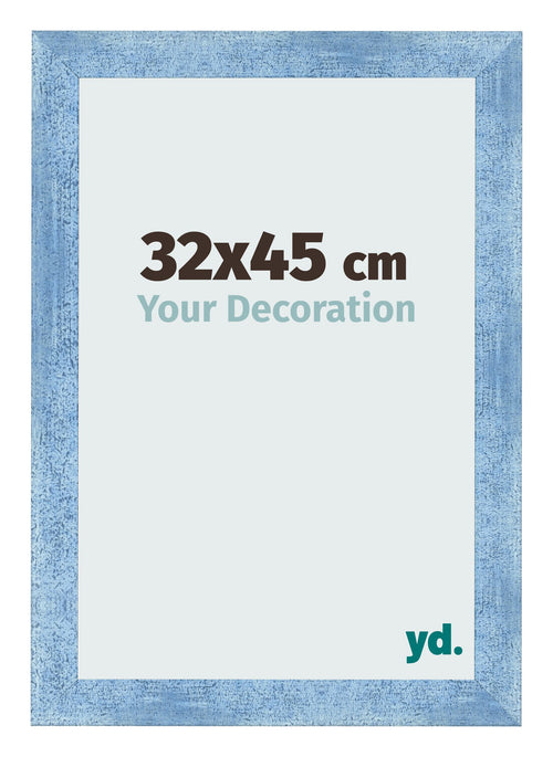 Cadre Photo 32x45cm Bleu Brillant Patine MDF Pisa De Face Mesure | Yourdecoration.fr