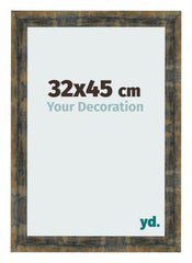 Cadre Photo 32x45cm Bleu Or Melange MDF Pisa De Face Mesure | Yourdecoration.fr