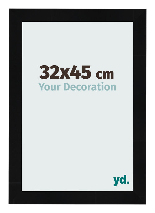 Cadre Photo 32x45cm Noir Argent Poli MDF Pisa De Face Mesure | Yourdecoration.fr
