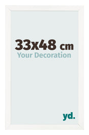 Cadre Photo 33x48 cm Blanc Brillant MDF Bologna De Face Mesure | Yourdecoration.fr
