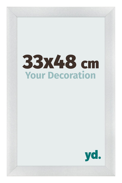 Cadre Photo 33x48cm Argent Noir Patine MDF Pisa De Face Mesure | Yourdecoration.fr