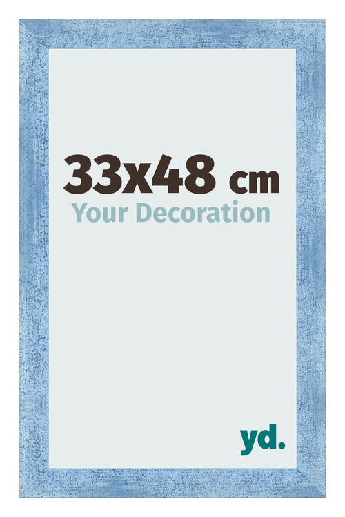 Cadre Photo 33x48cm Bleu Brillant Patine MDF Pisa De Face Mesure | Yourdecoration.fr