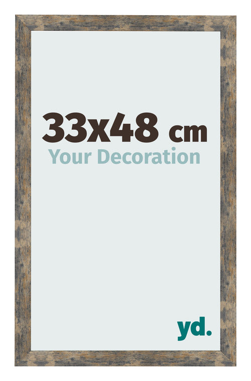 Cadre Photo 33x48cm Bleu Or Mélangé MDF Bologna De Face Mesure | Yourdecoration.fr