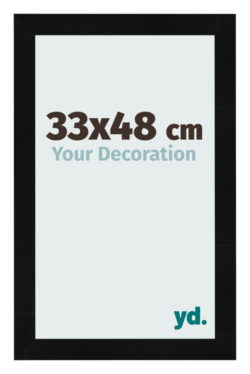 Cadre Photo 33x48cm Noir Argent Poli MDF Pisa De Face Mesure | Yourdecoration.fr