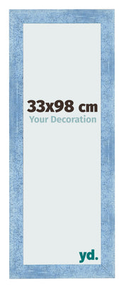 Cadre Photo 33x98cm Bleu Brillant Patine MDF Pisa De Face Mesure | Yourdecoration.fr