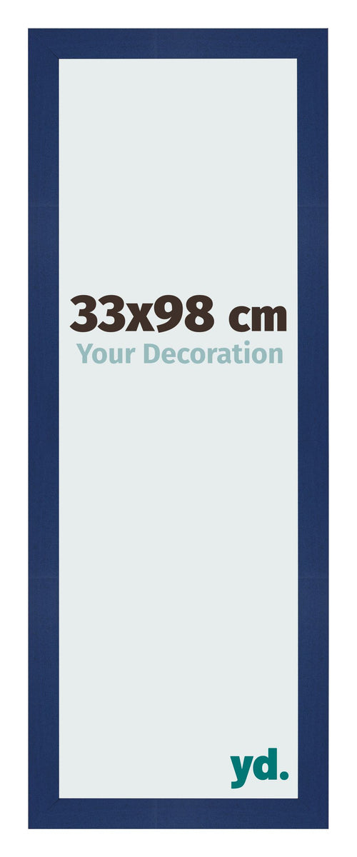 Cadre Photo 33x98cm Bleu Foncé Patiné MDF Bologna De Face Mesure | Yourdecoration.fr