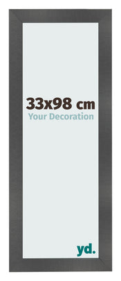Cadre Photo 33x98cm Noir Argent Poli MDF Pisa De Face Mesure | Yourdecoration.fr