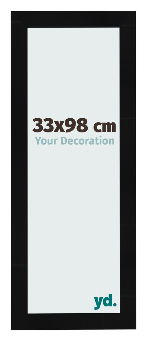 Cadre Photo 33x98cm Noir Argent Poli MDF Pisa De Face Mesure | Yourdecoration.fr