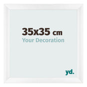 Cadre Photo 35x35cm Blanc Vintage MDF Pisa De Face Mesure | Yourdecoration.fr