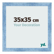 Cadre Photo 35x35cm Bleu Brillant Patine MDF Pisa De Face Mesure | Yourdecoration.fr