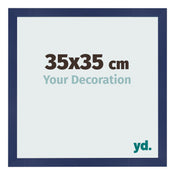 Cadre Photo 35x35cm Bleu Foncé Patiné MDF Bologna De Face Mesure | Yourdecoration.fr