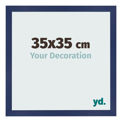 Cadre Photo 35x35cm Bleu Foncé Patiné MDF Bologna De Face Mesure | Yourdecoration.fr