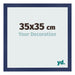 Cadre Photo 35x35cm Bleu Foncé Patiné MDF Bologna De Face Mesure | Yourdecoration.fr