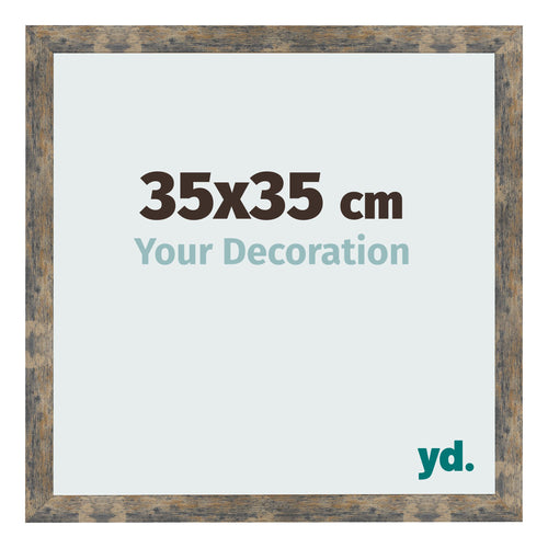 Cadre Photo 35x35cm Bleu Or Mélangé MDF Bologna De Face Mesure | Yourdecoration.fr