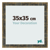 Cadre Photo 35x35cm Bleu Or Melange MDF Pisa De Face Mesure | Yourdecoration.fr