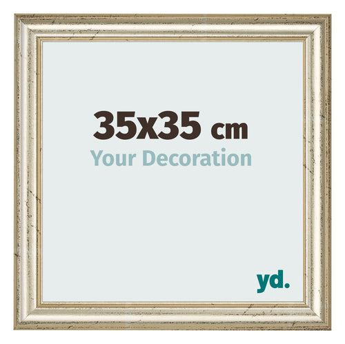 Cadre Photo 35x35cm Brillance Metallique MDF Lazio De Face Mesure | Yourdecoration.fr