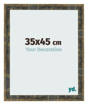 Cadre Photo 35x45cm Bleu Or Melange MDF Pisa De Face Mesure | Yourdecoration.fr
