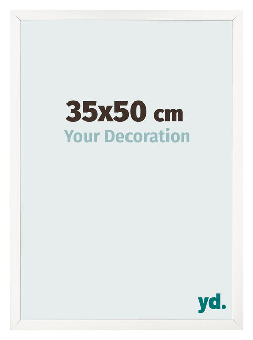 Cadre Photo 35x50 cm Blanc Brillant MDF Bologna De Face Mesure | Yourdecoration.fr
