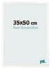 Cadre Photo 35x50 cm Blanc Brillant MDF Bologna De Face Mesure | Yourdecoration.fr