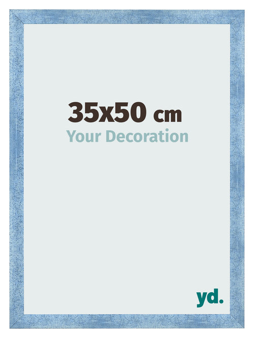Cadre Photo 35x50cm Bleu Brillant Patine MDF Pisa De Face Mesure | Yourdecoration.fr