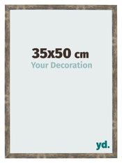 Cadre Photo 35x50cm Bleu Or Mélangé MDF Bologna De Face Mesure | Yourdecoration.fr