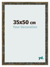Cadre Photo 35x50cm Bleu Or Melange MDF Pisa De Face Mesure | Yourdecoration.fr