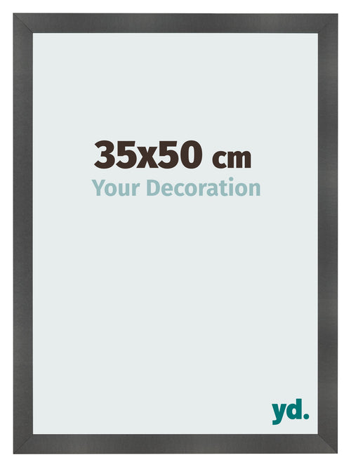 Cadre Photo 35x50cm Noir Argent Poli MDF Pisa De Face Mesure | Yourdecoration.fr