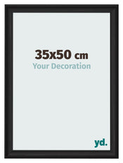 Cadre Photo 35x50cm Noir Grain de Bois MDF Lazio De Face Mesure | Yourdecoration.fr