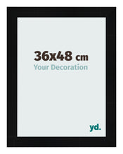 Cadre Photo 36x48cm Noir Argent Poli MDF Pisa De Face Mesure | Yourdecoration.fr