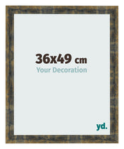 Cadre Photo 36x49cm Bleu Or Melange MDF Pisa De Face Mesure | Yourdecoration.fr