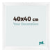 Cadre Photo 40x40cm Blanc Vintage MDF Pisa De Face Mesure | Yourdecoration.fr
