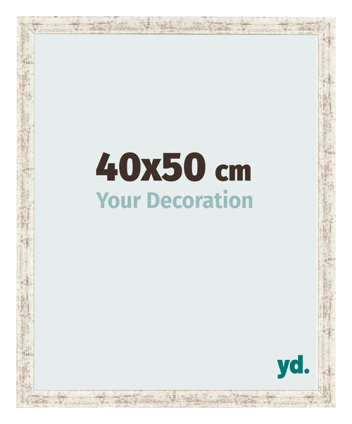 Cadre Photo 40x50cm Blanc Vintage MDF Bologna De Face Mesure | Yourdecoration.fr