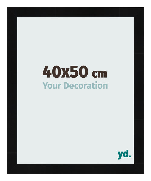 Cadre Photo 40x50cm Noir Argent Poli MDF Pisa De Face Mesure | Yourdecoration.fr